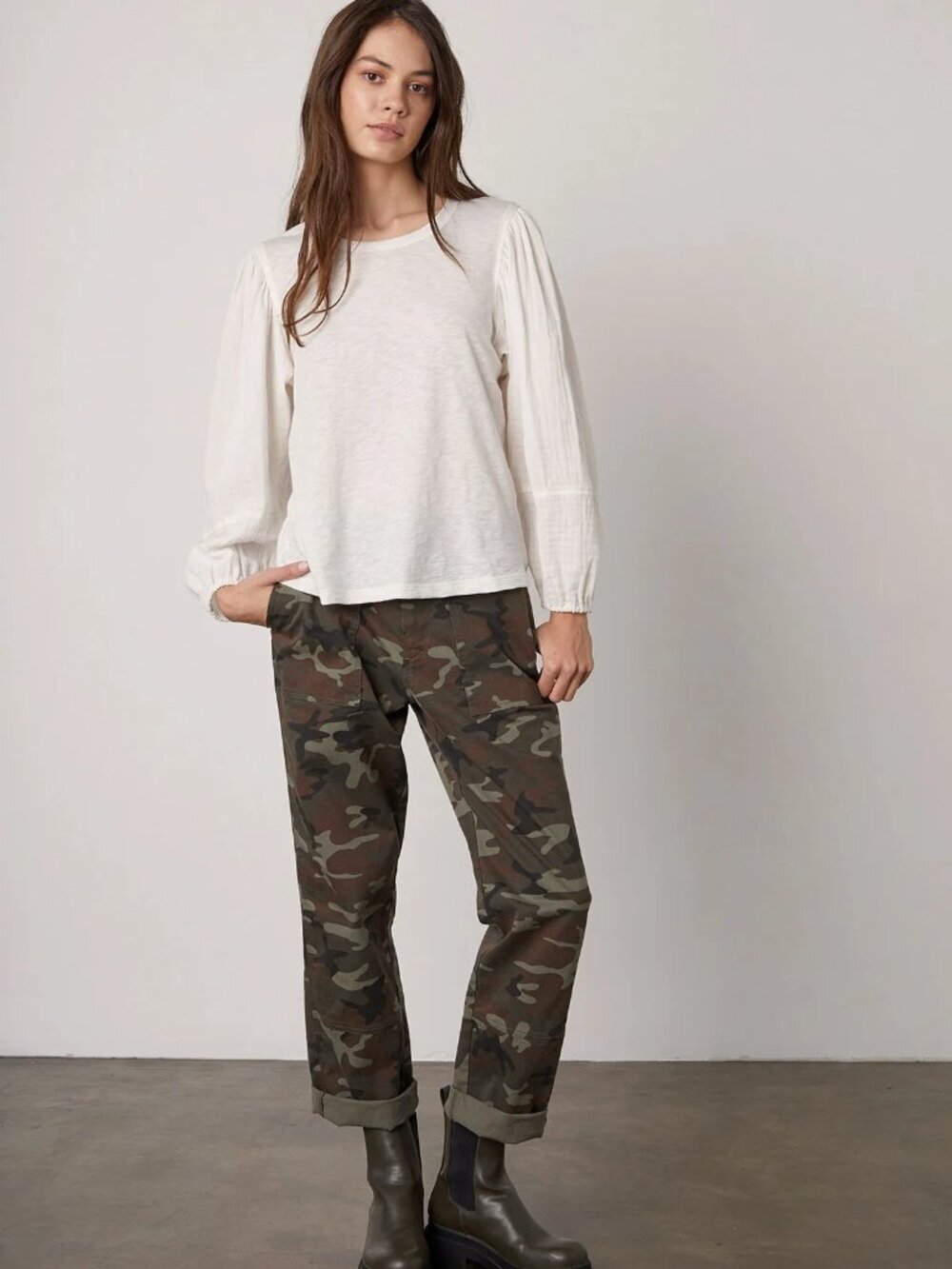 VELVET BY GRAHAM & SPENCER Ottie Camo Cotton Stretch Twill Utility Pants, Size 2